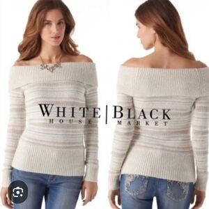 White House Black Market Off-the-Shoulder Cream Sweater